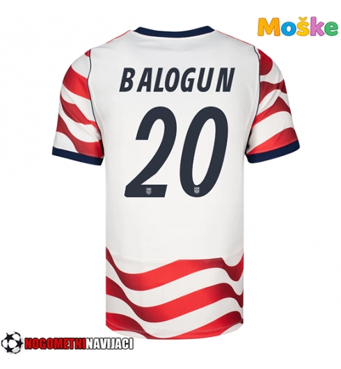 Moške Nogometnih dresov Združene države Folarin Balogun #20 Domači SP 2026 Kratki rokavi Moške Nogometnih dresov Združene države Folarin Balogun #20 Domači SP 2026 Kratki rokavi
